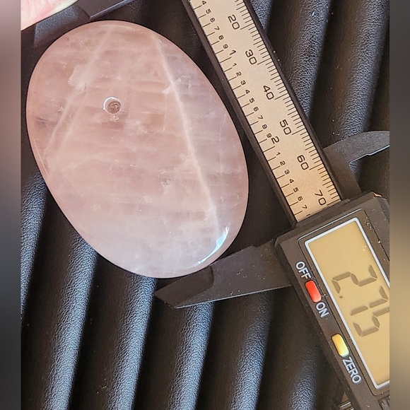 Genuine Rose Quartz Incense Holder, Crystal Palm Stone Shape - Picture 2 of 4